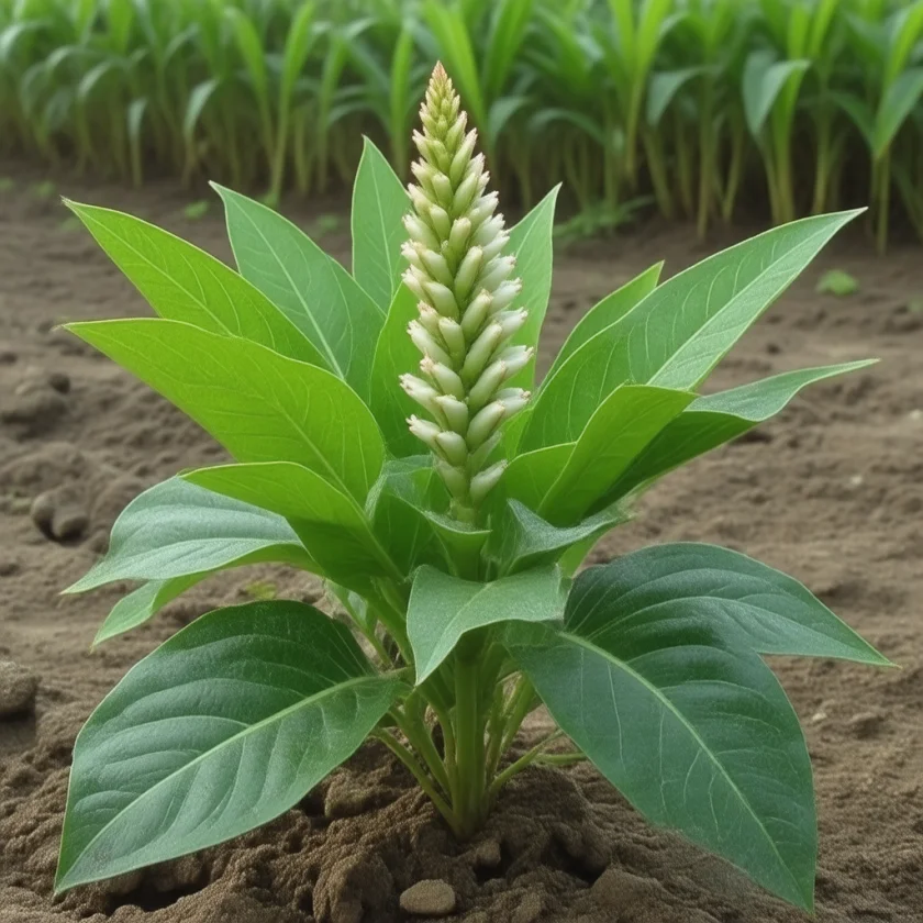 Turmeric growing in a field, in flower