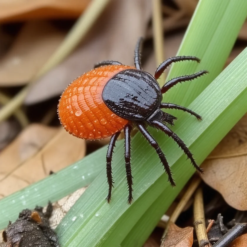 An adult blacklegged tick, the carrier of Borrelia burgdorferi