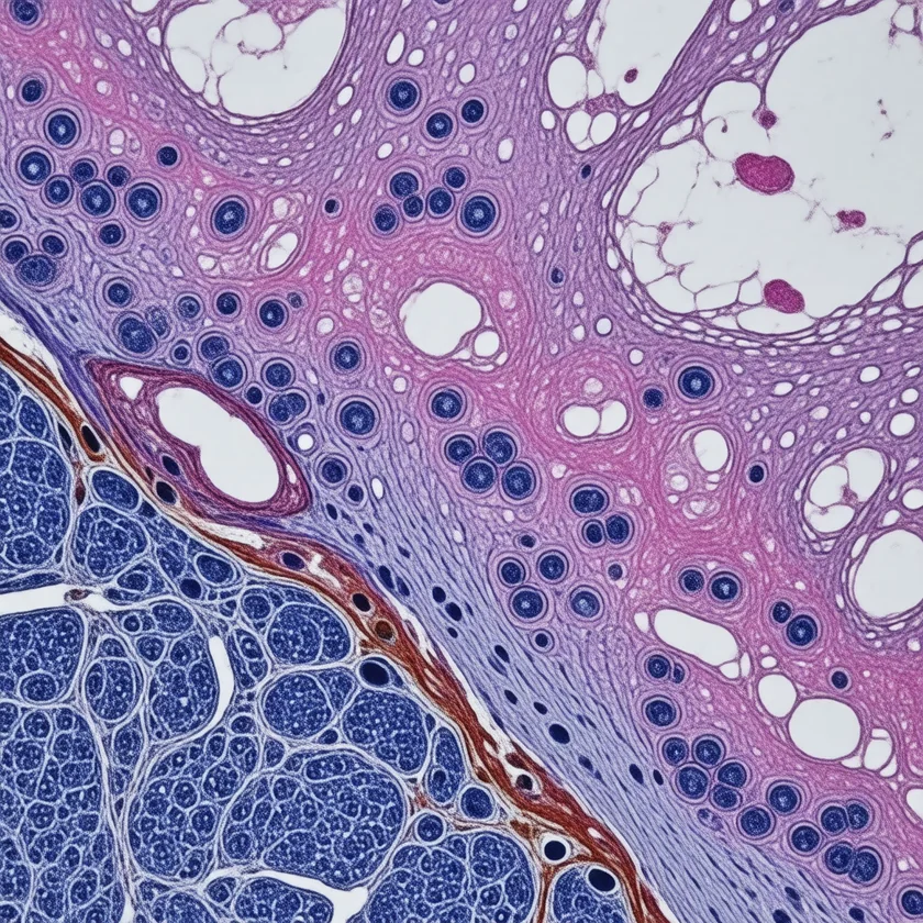 Inflammatory cells attacking a peripheral nerve in Guillain-Barré