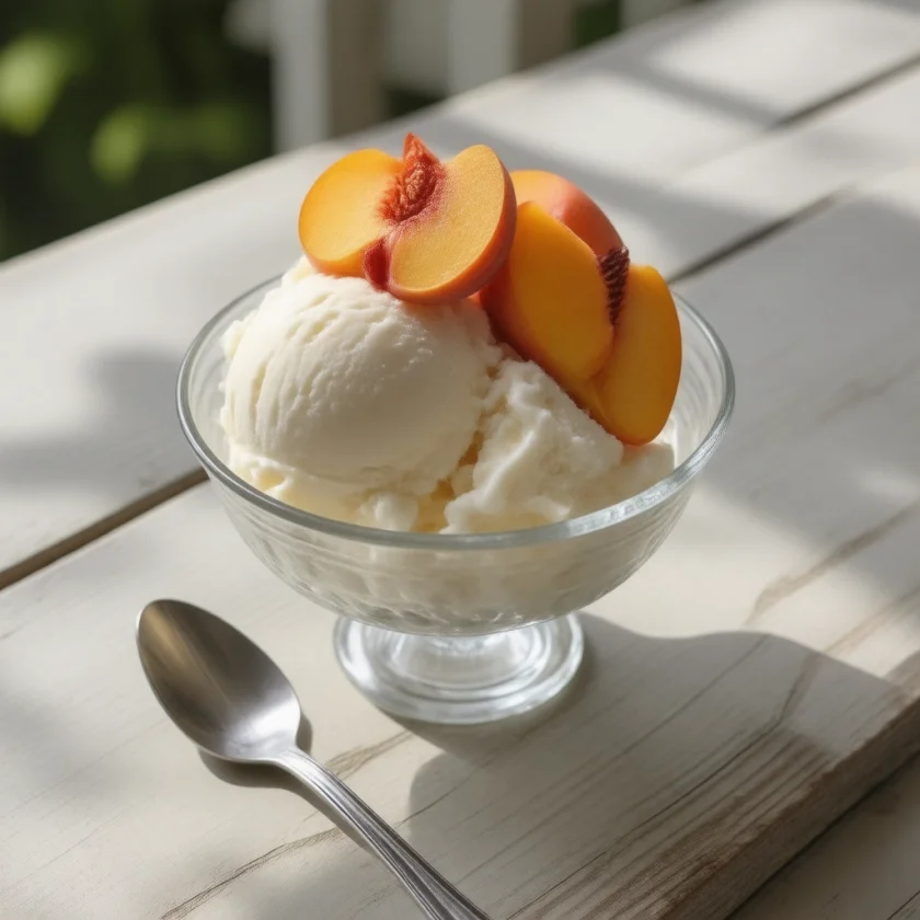 Ice cream with raw peaches, the dish a typhoid carrier served