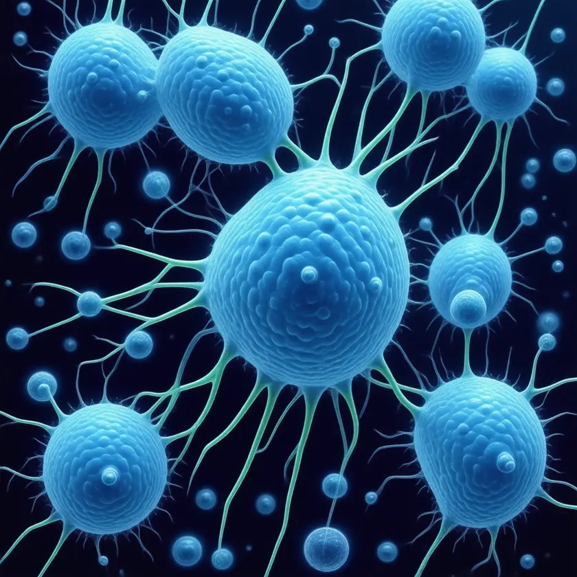 Microscopic view of Staphylococcus aureus