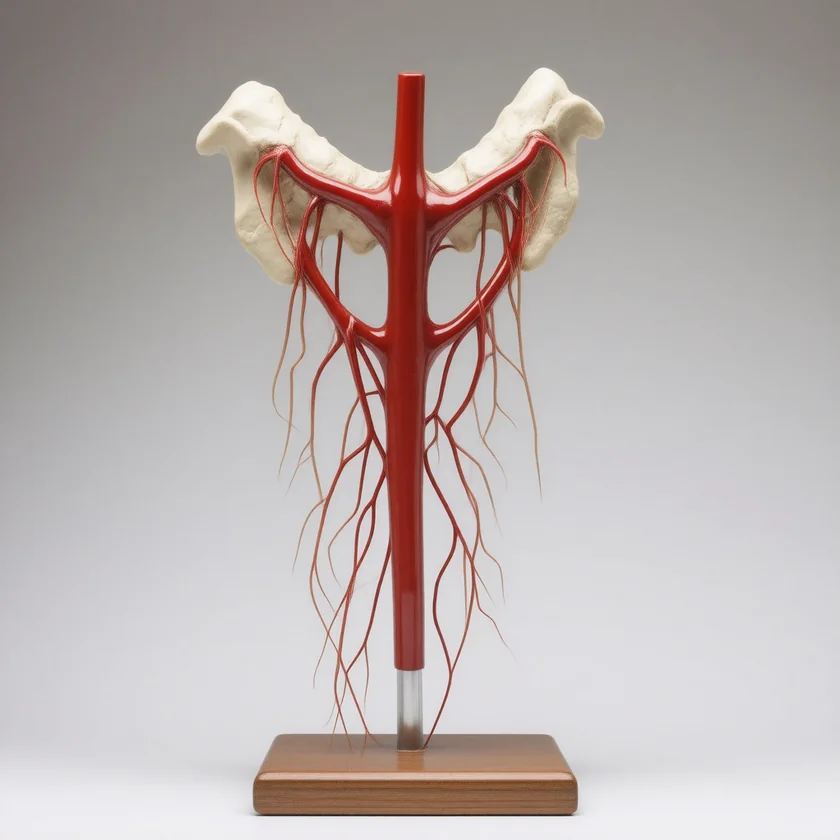 A normal abdominal aorta, shown as a teaching model