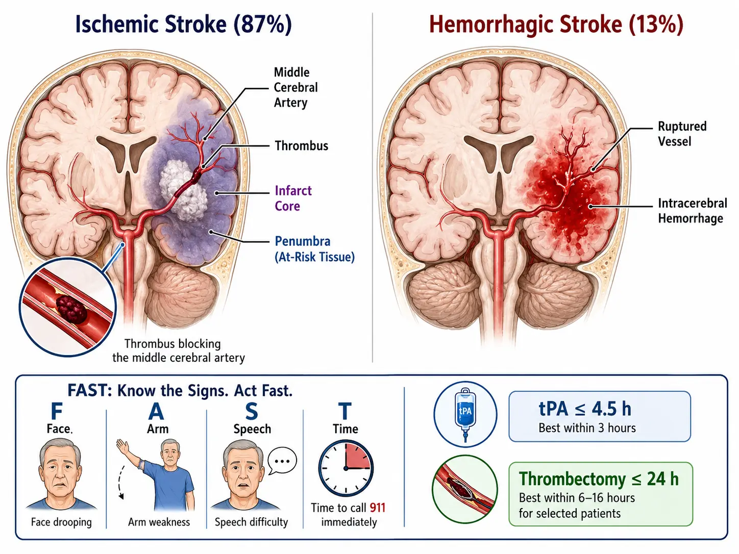 Ischemic vs hemorrhagic stroke