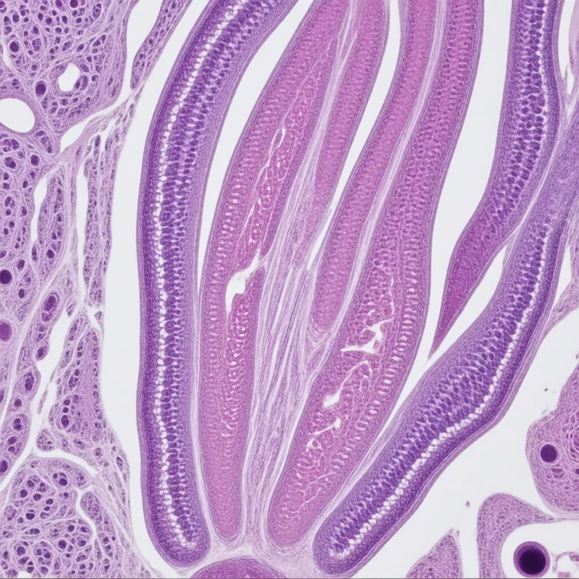 Finger-like muscle projections and deep recesses under the microscope