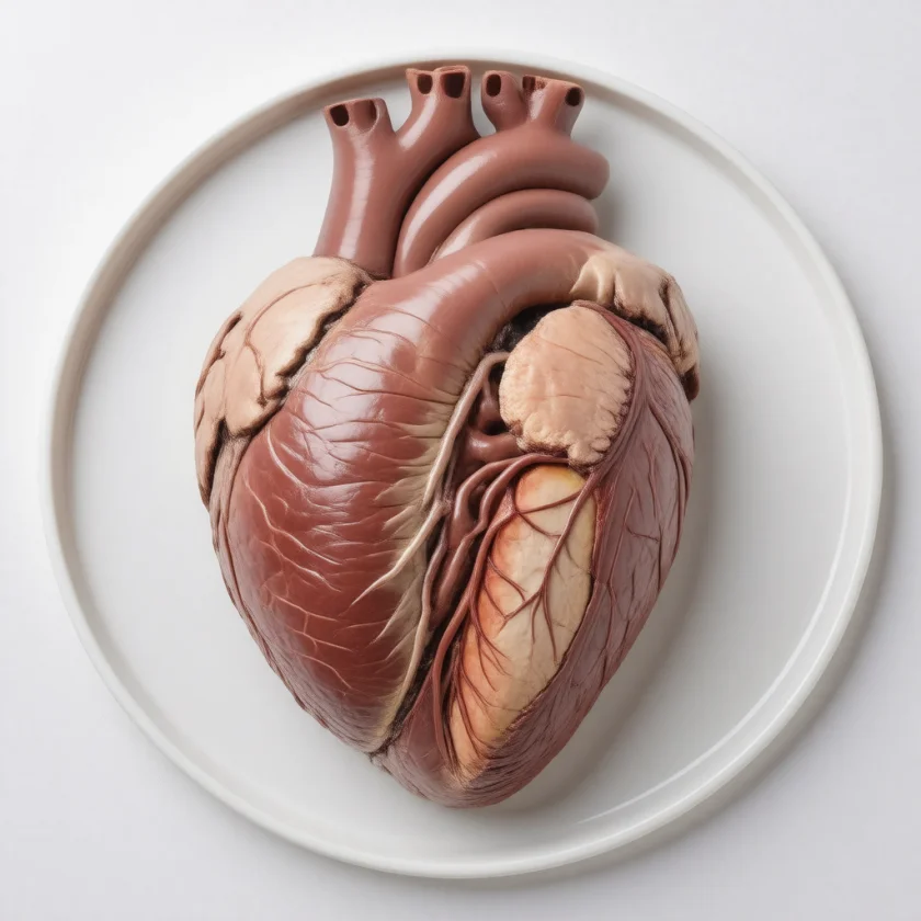 A dilated heart, its chambers widened and walls thinned