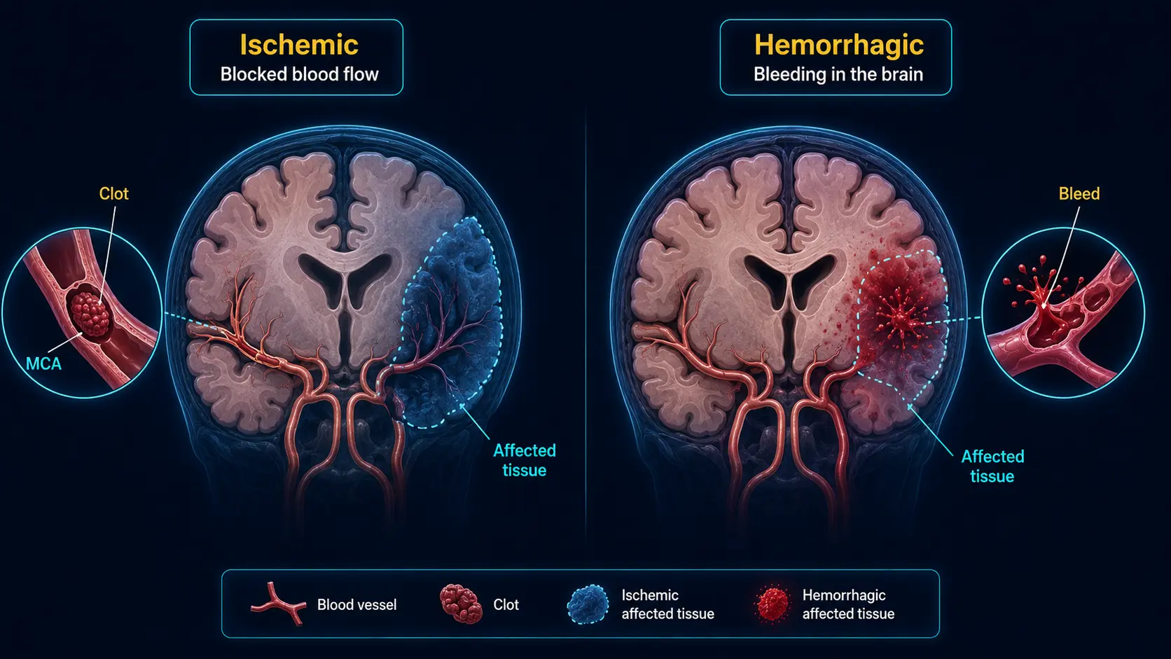 Ischemic vs hemorrhagic stroke comparison