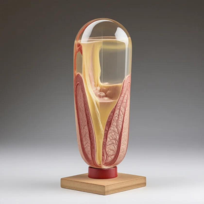 The deep split under the top skin layer, shown as a model