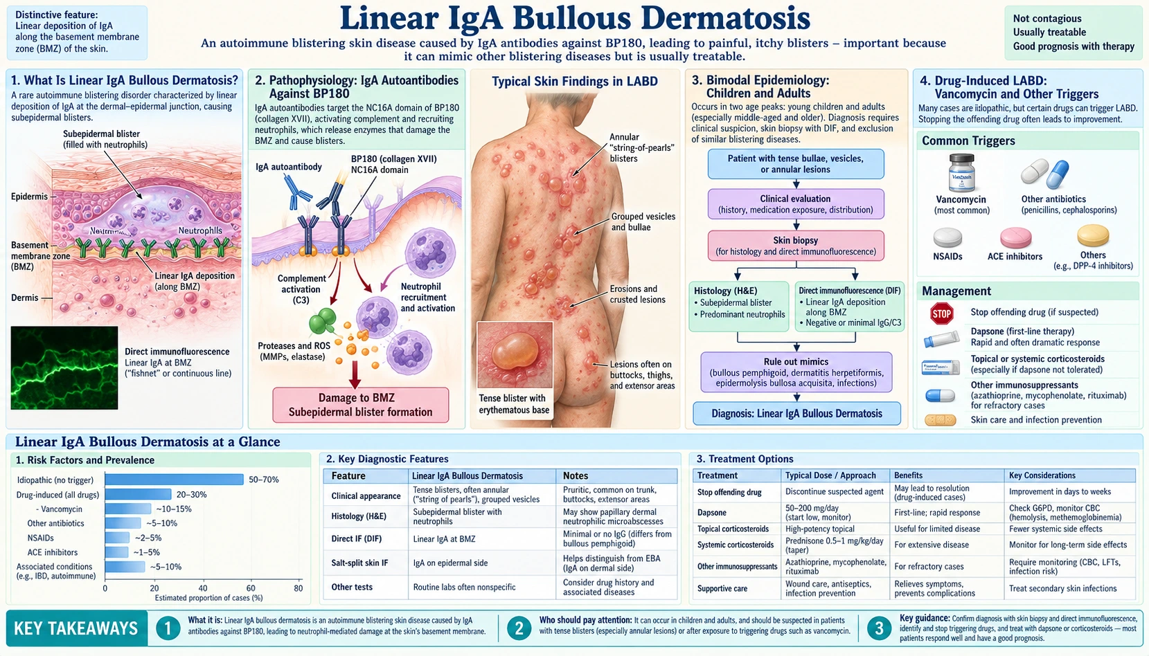 Linear immunoglobulin A Bullous Dermatosis — scientific infographic poster
