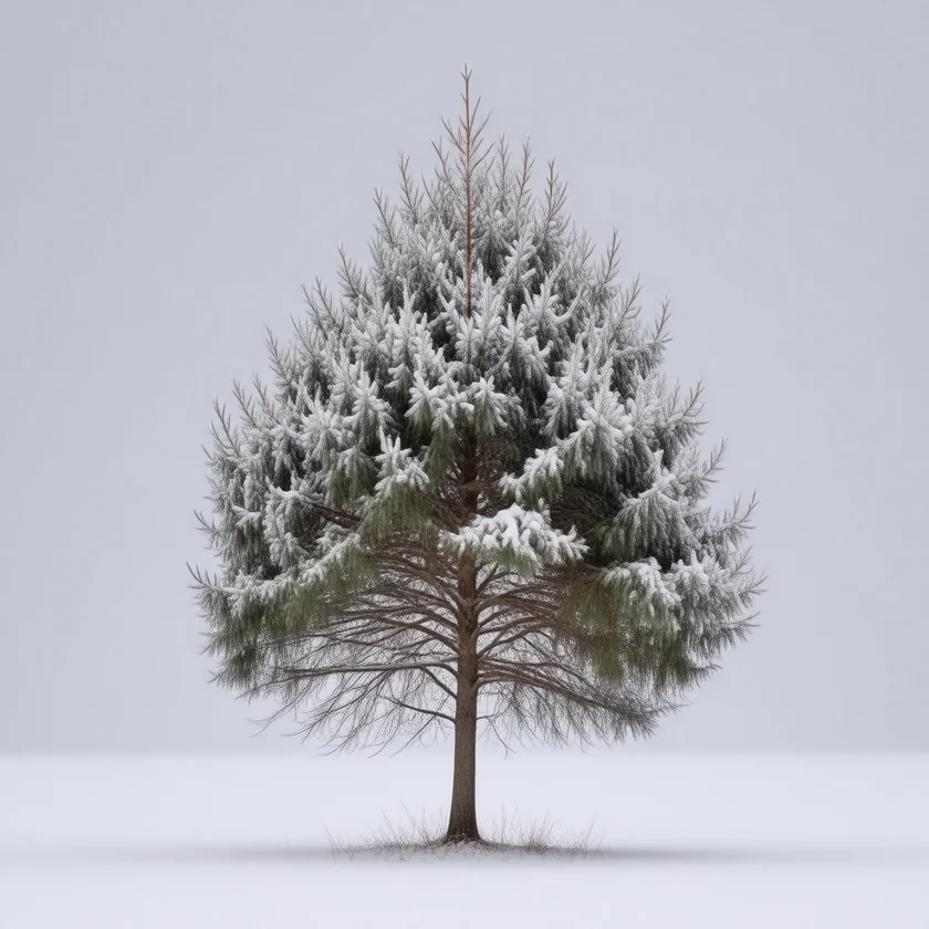 A fir tree: the rash's patches slope like its branches