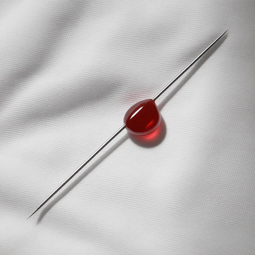 A needle prick, enough to trigger a new ulcer (pathergy)