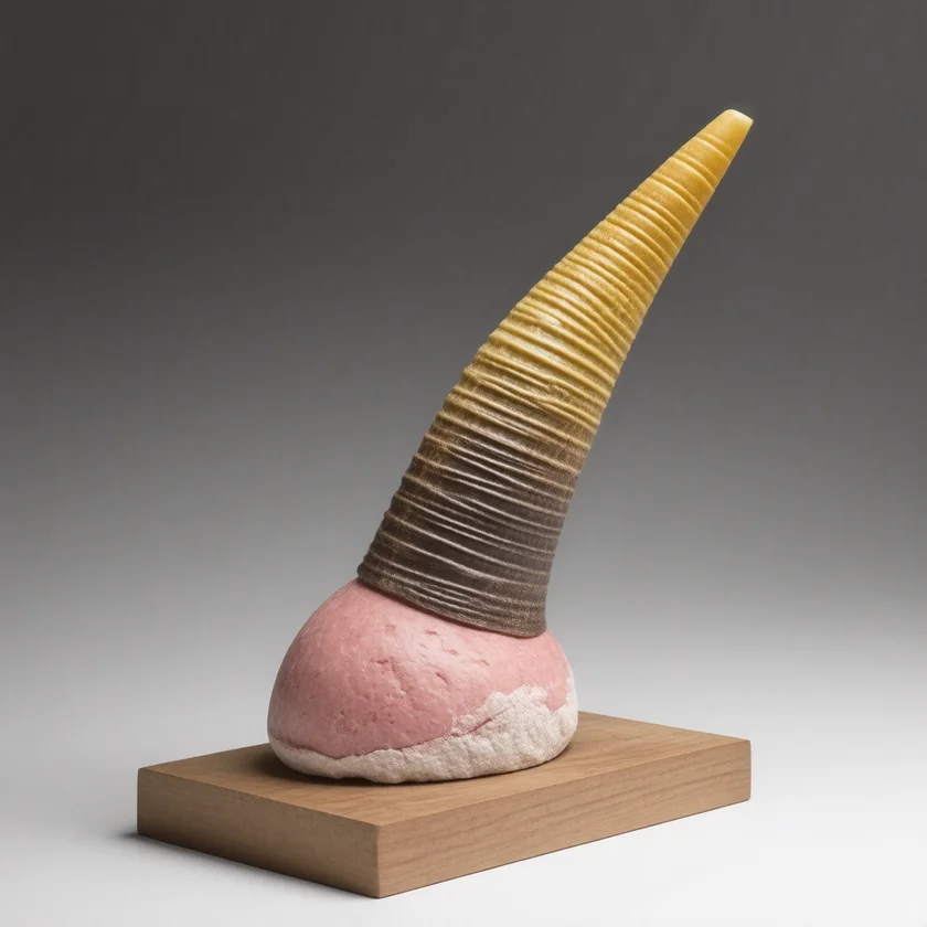 A firm nodule with a keratin horn, as a model