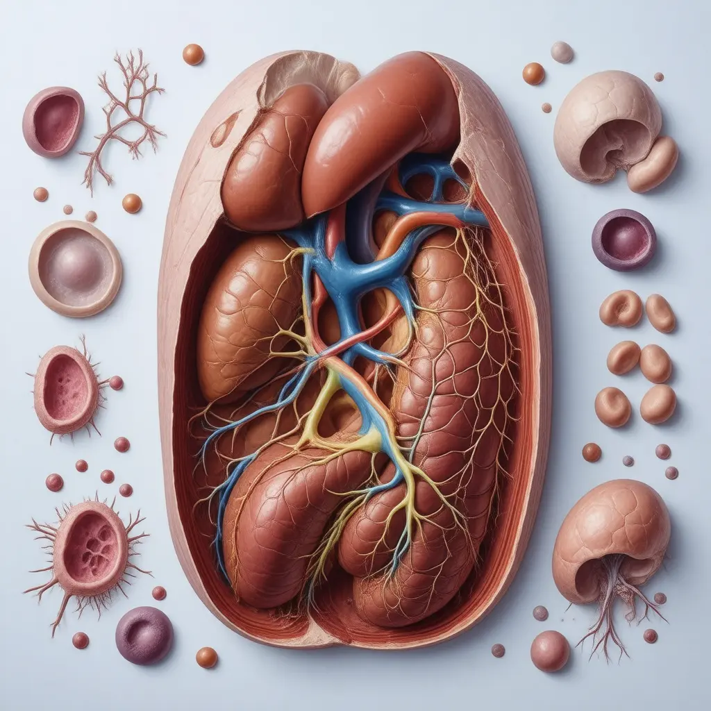Anatomical cross-section illustrating organs affected by Diseases