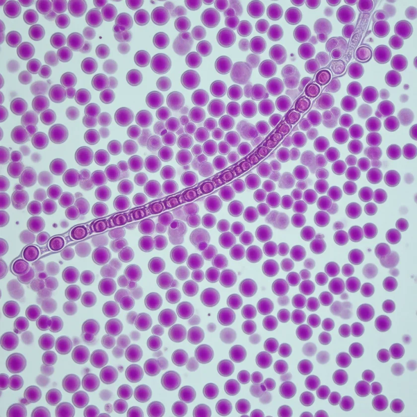 Streptococci in pus from an abscess