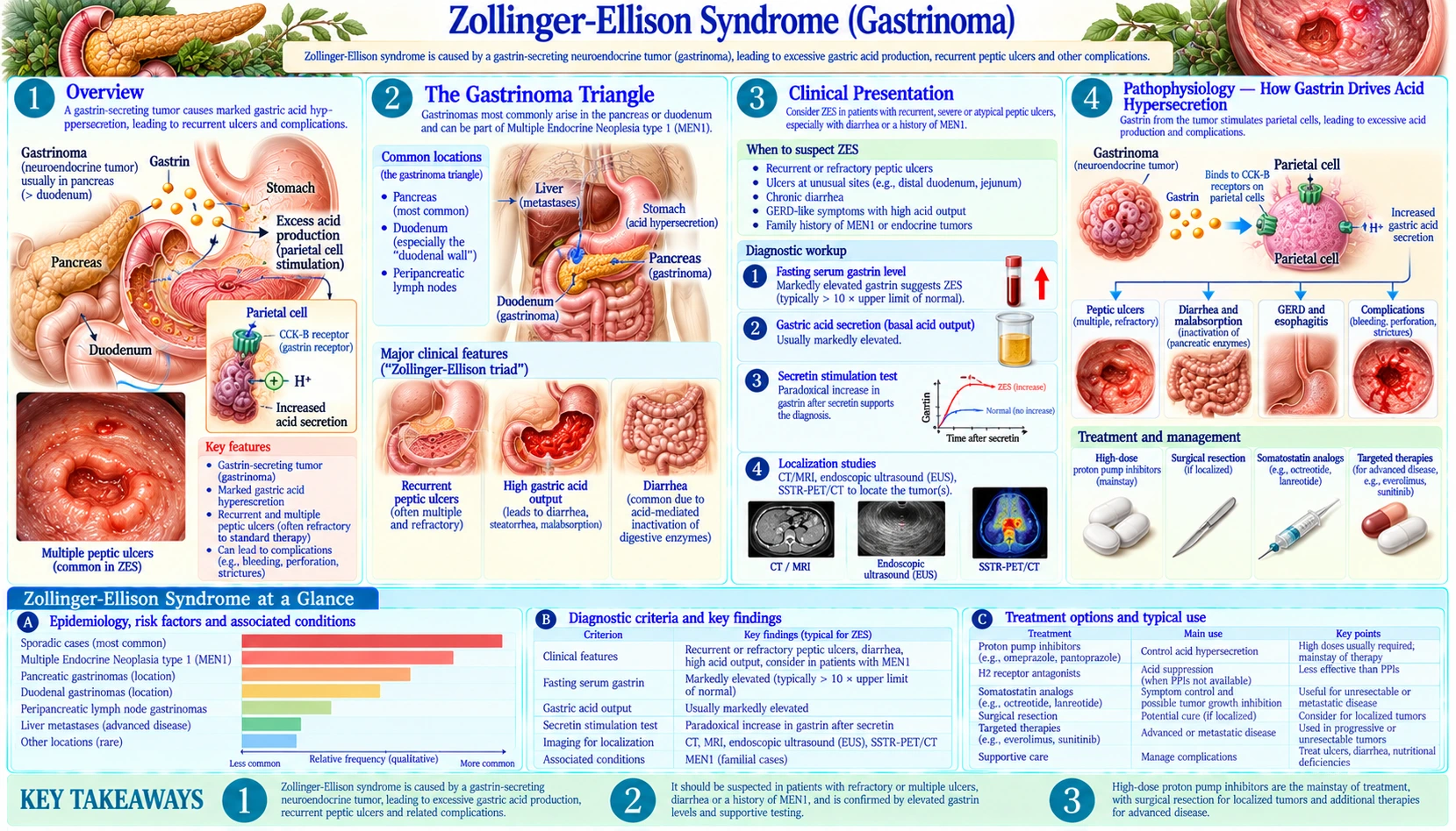 Zollinger Ellison Syndrome — scientific infographic poster
