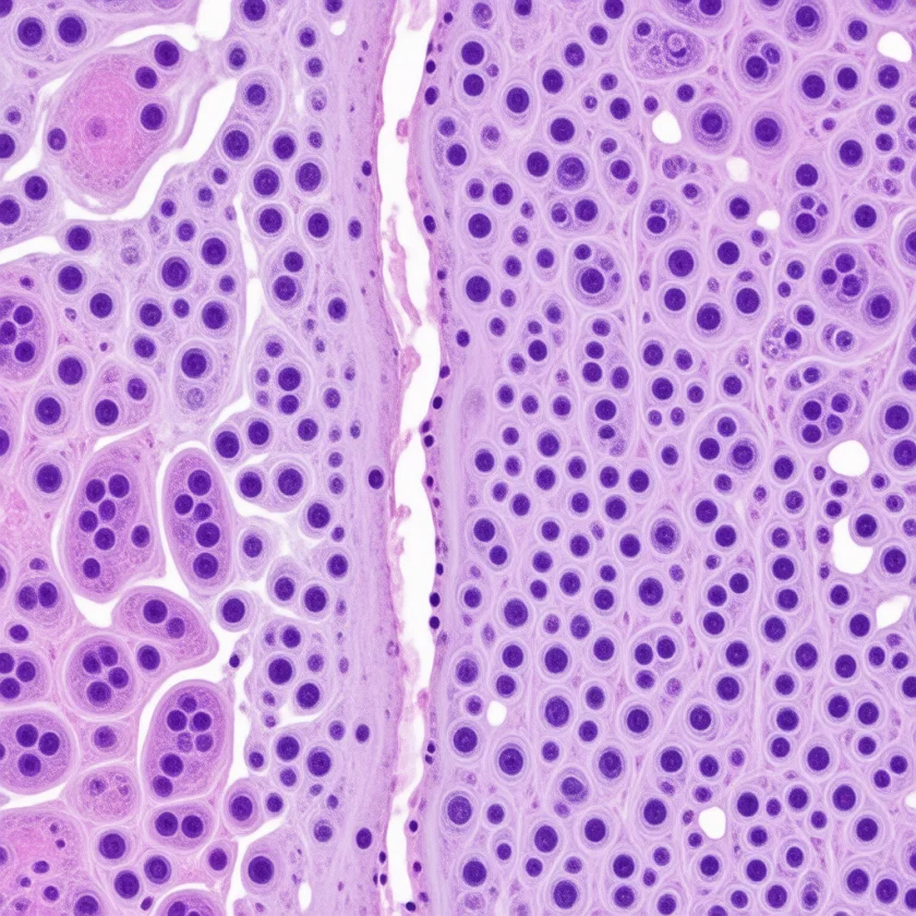 Lymphocytic colitis, lymphocytes crowding the lining