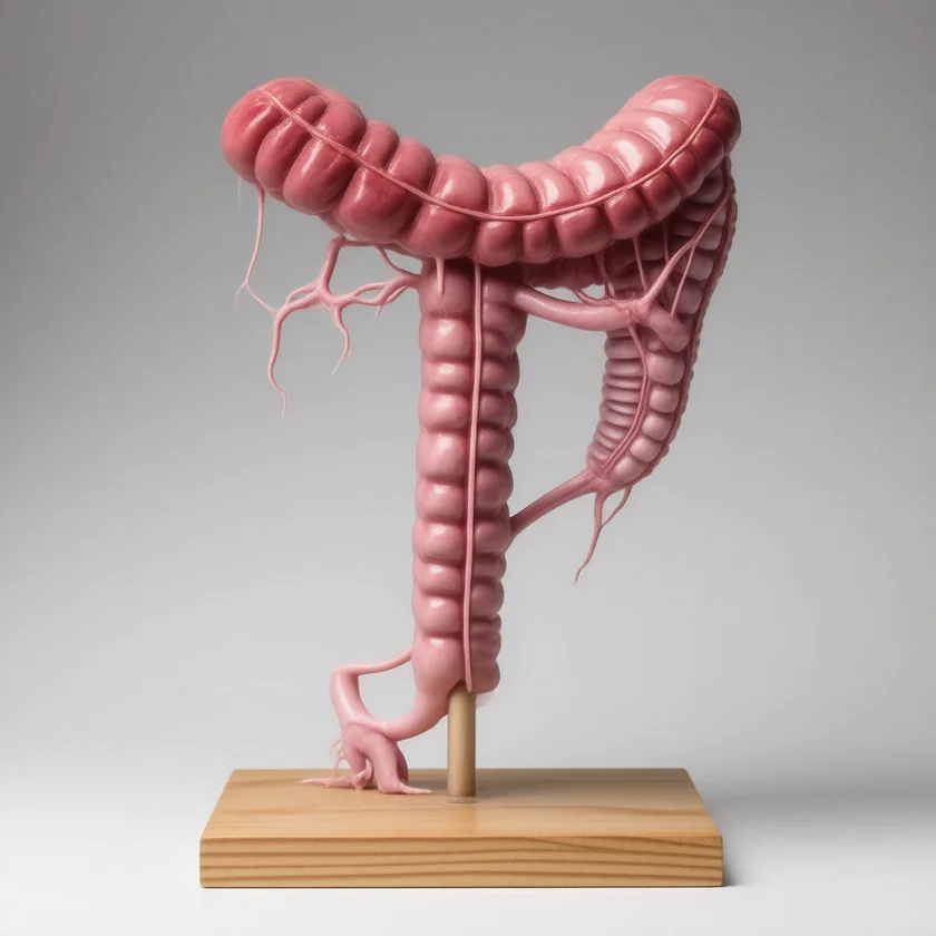 Model of a twisted, strangulated loop of small intestine