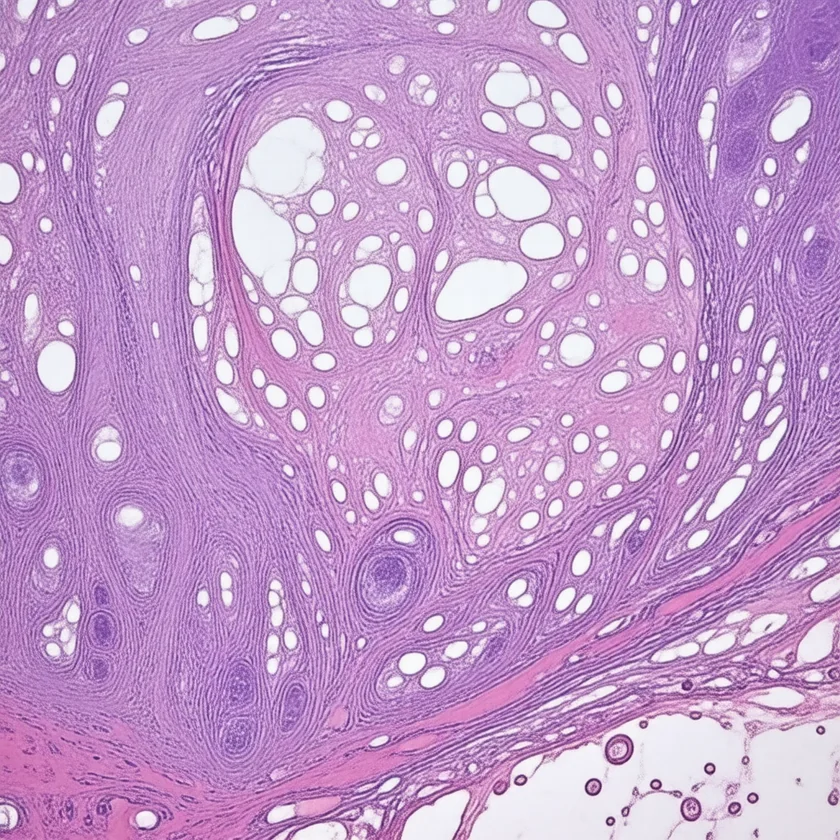 Thickened heart muscle in hypertrophic cardiomyopathy