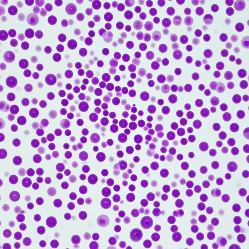 Many lymphocytes and smudge cells in advanced CLL
