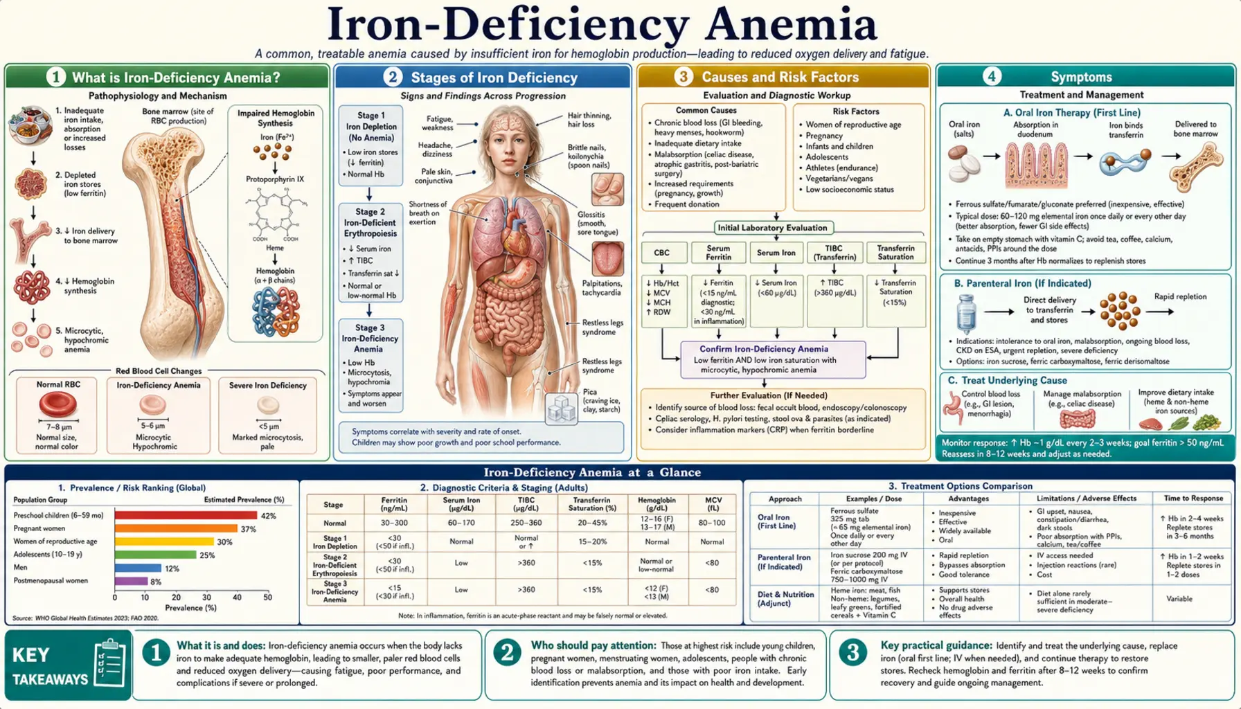 Iron Deficiency Anemia — scientific infographic poster