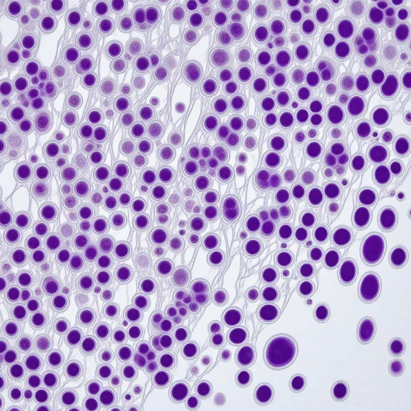 Early marrow fibrosis, thin reticulin threads