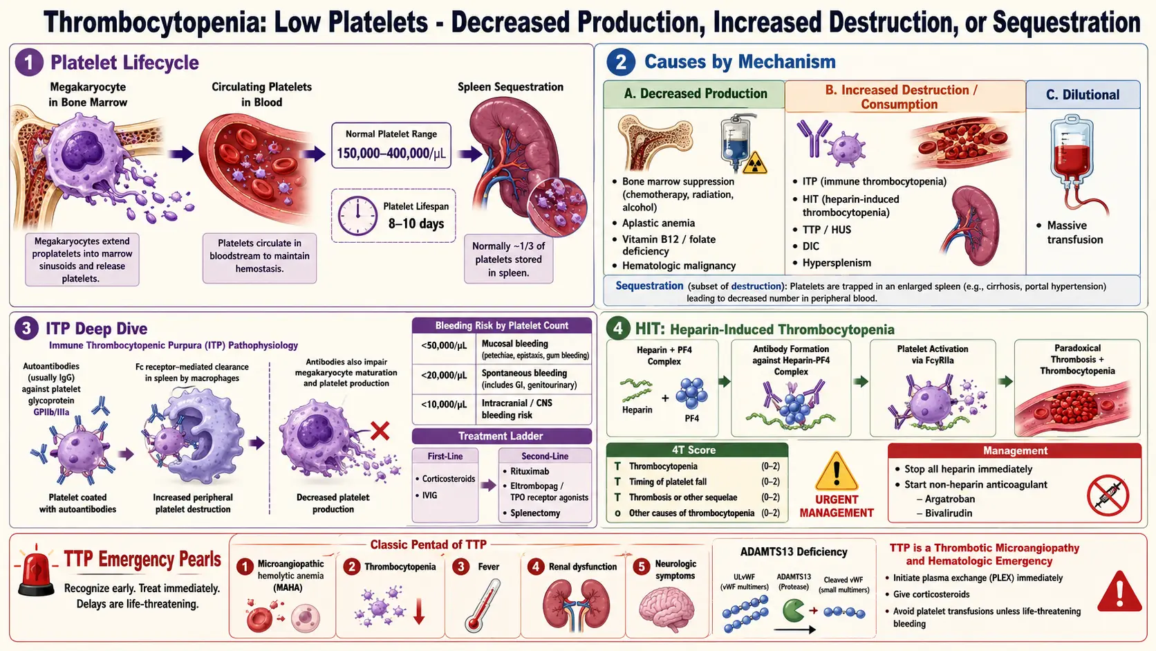 Thrombocytopenia — scientific infographic poster