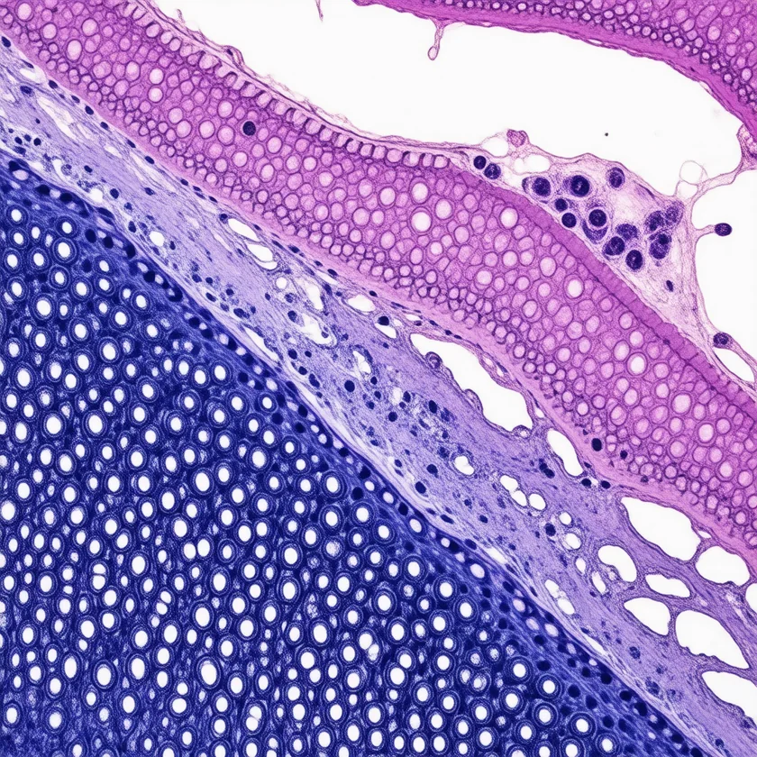 Healthy cerebellum with its row of Purkinje cells