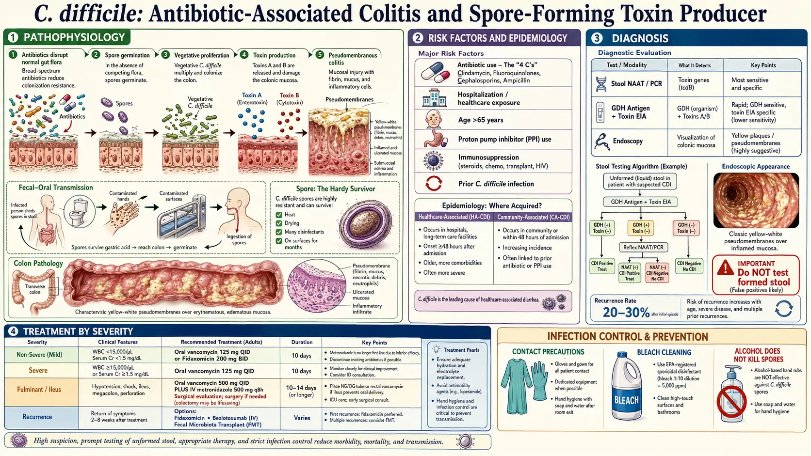 Clostridium Difficile — scientific infographic poster