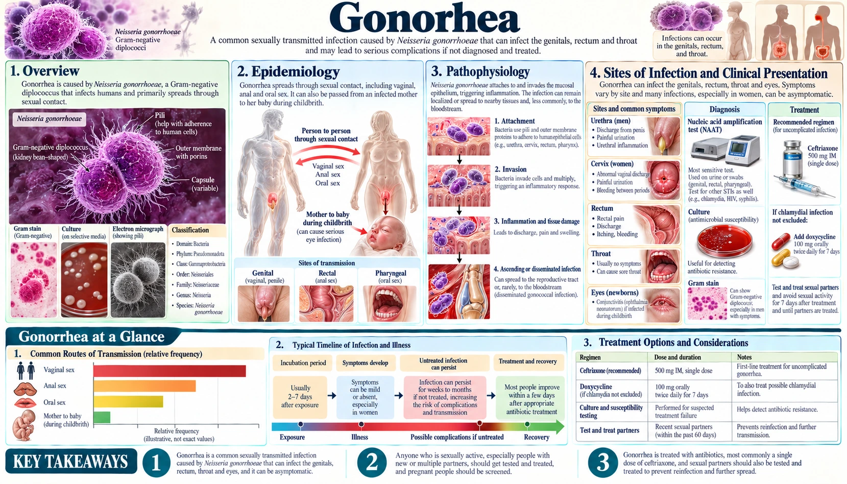 Gonorrhea — scientific infographic poster
