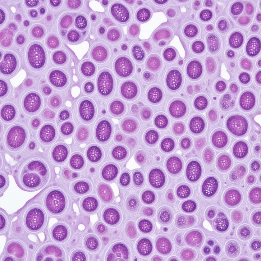 Ground-glass liver cells, packed with hepatitis B surface protein