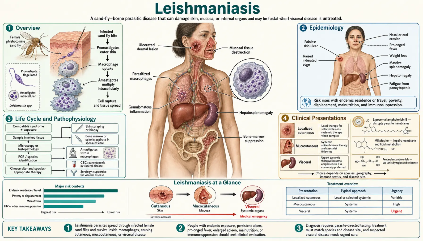Leishmaniasis — scientific infographic poster
