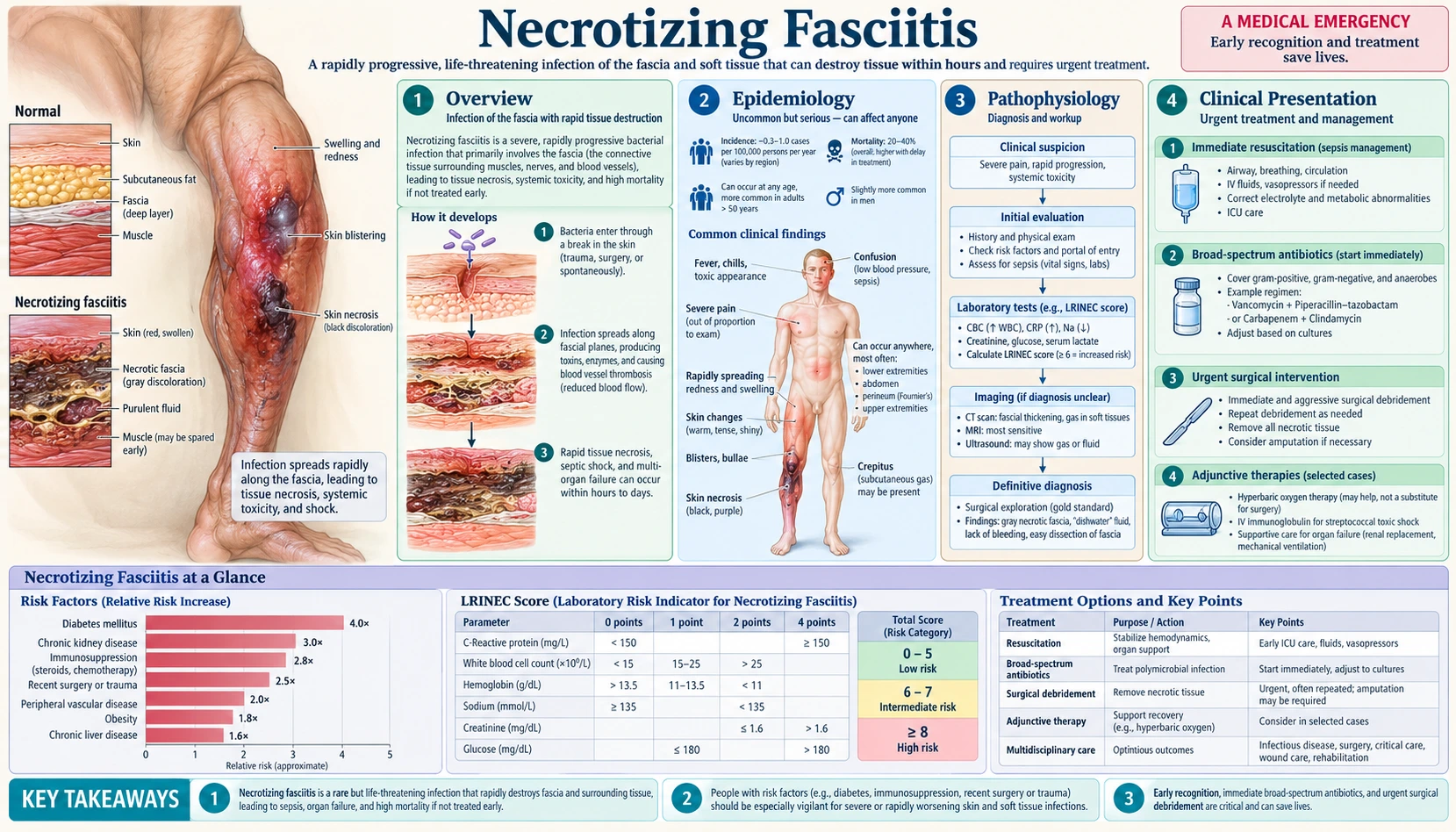 Necrotizing Fasciitis — scientific infographic poster