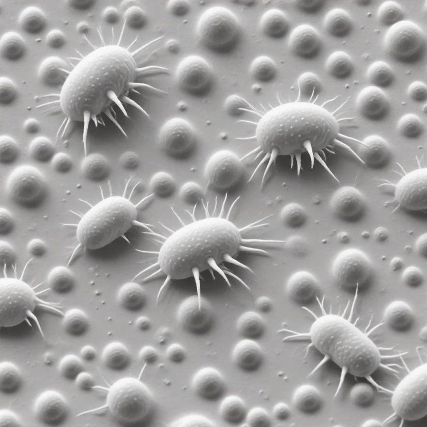 Bartonella bacilliformis invading red blood cells in Oroya fever