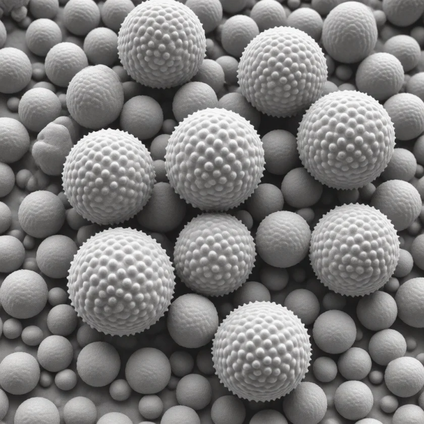 Papillomavirus particles, round with a knobbly coat