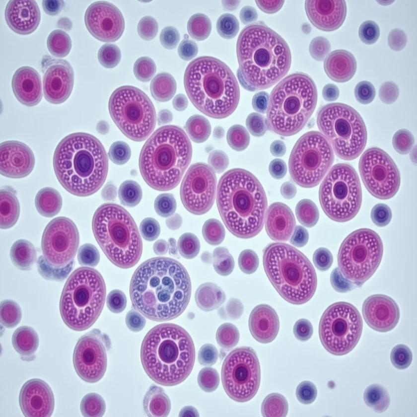 Koilocytes, cells with the halo that marks HPV infection