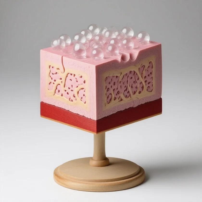 Clustered fluid-filled bumps, shown as a skin model