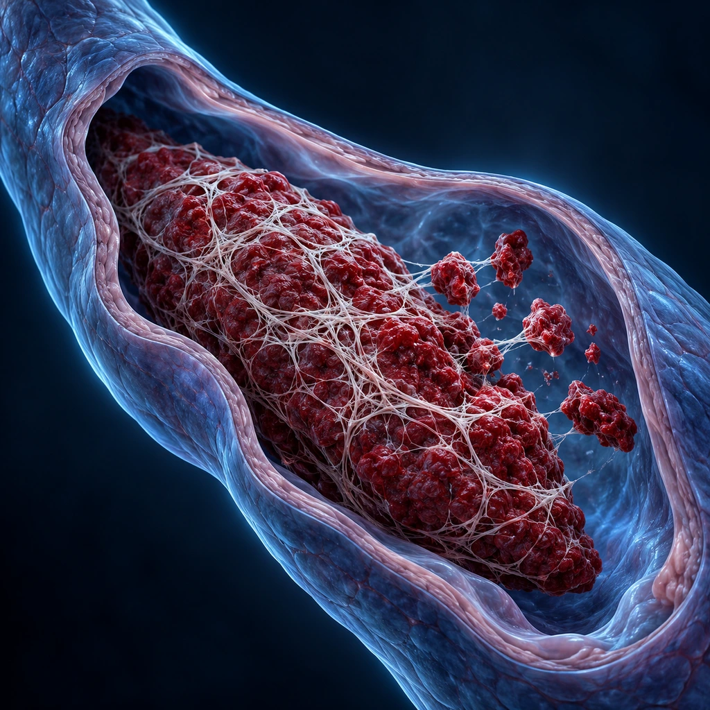 3D cutaway of a clot inside a leg vein