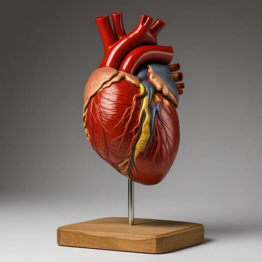 A heart model with a narrowed coronary artery