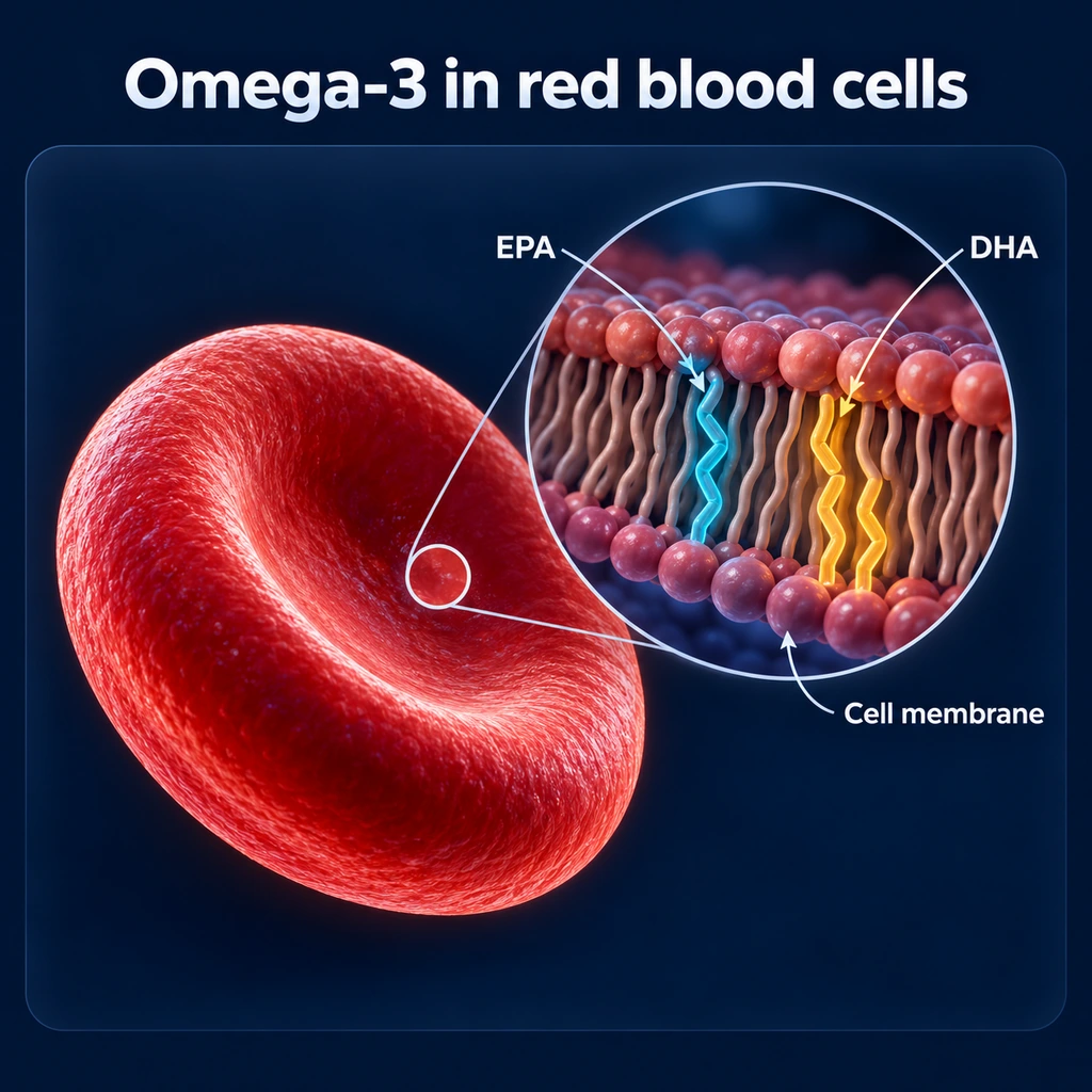 Infographic: red cell membrane holding EPA and DHA