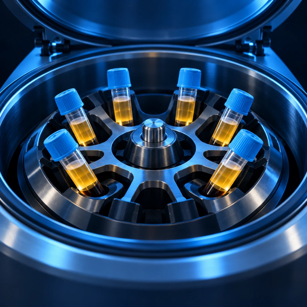 Centrifuge rotor holding tubes of separated serum