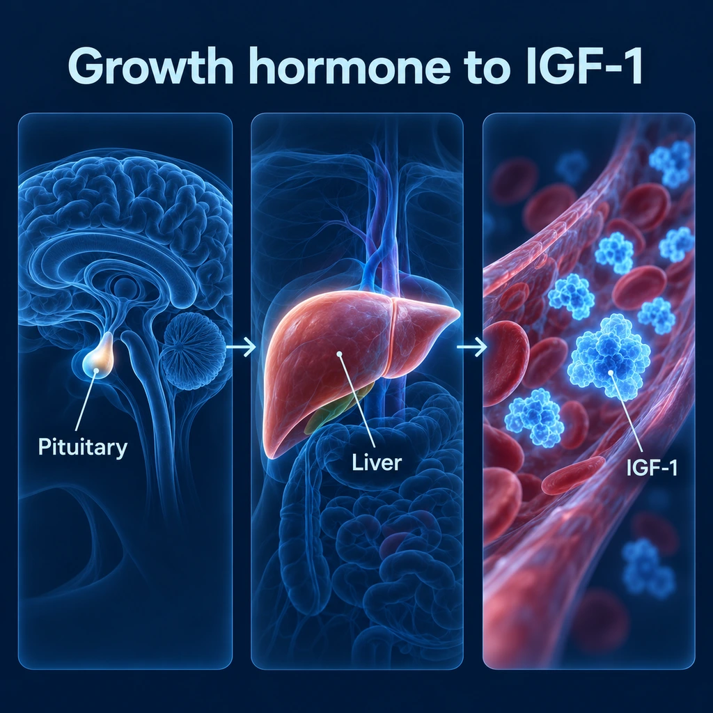 Infographic: pituitary signals the liver to release IGF-1