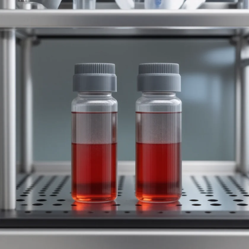 Blood culture bottles in an incubator