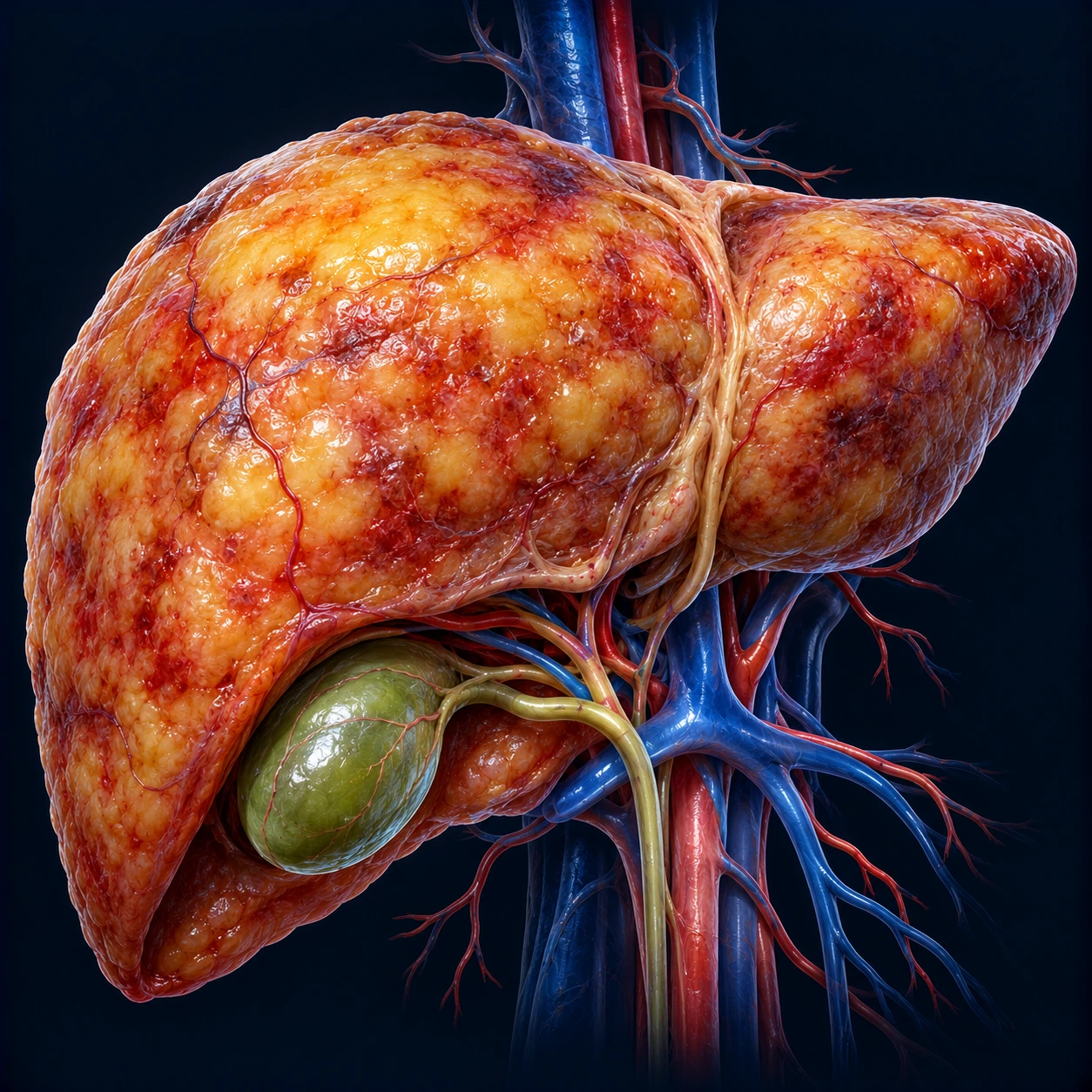 Illustration of an enlarged, inflamed liver