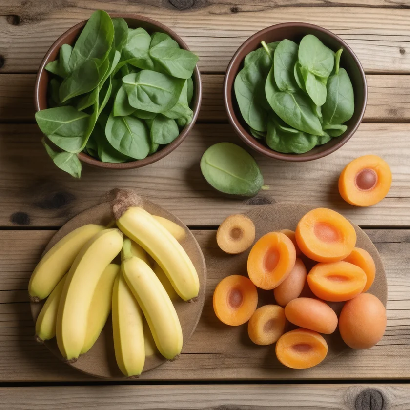 Potassium-rich foods; low blood potassium is a hallmark