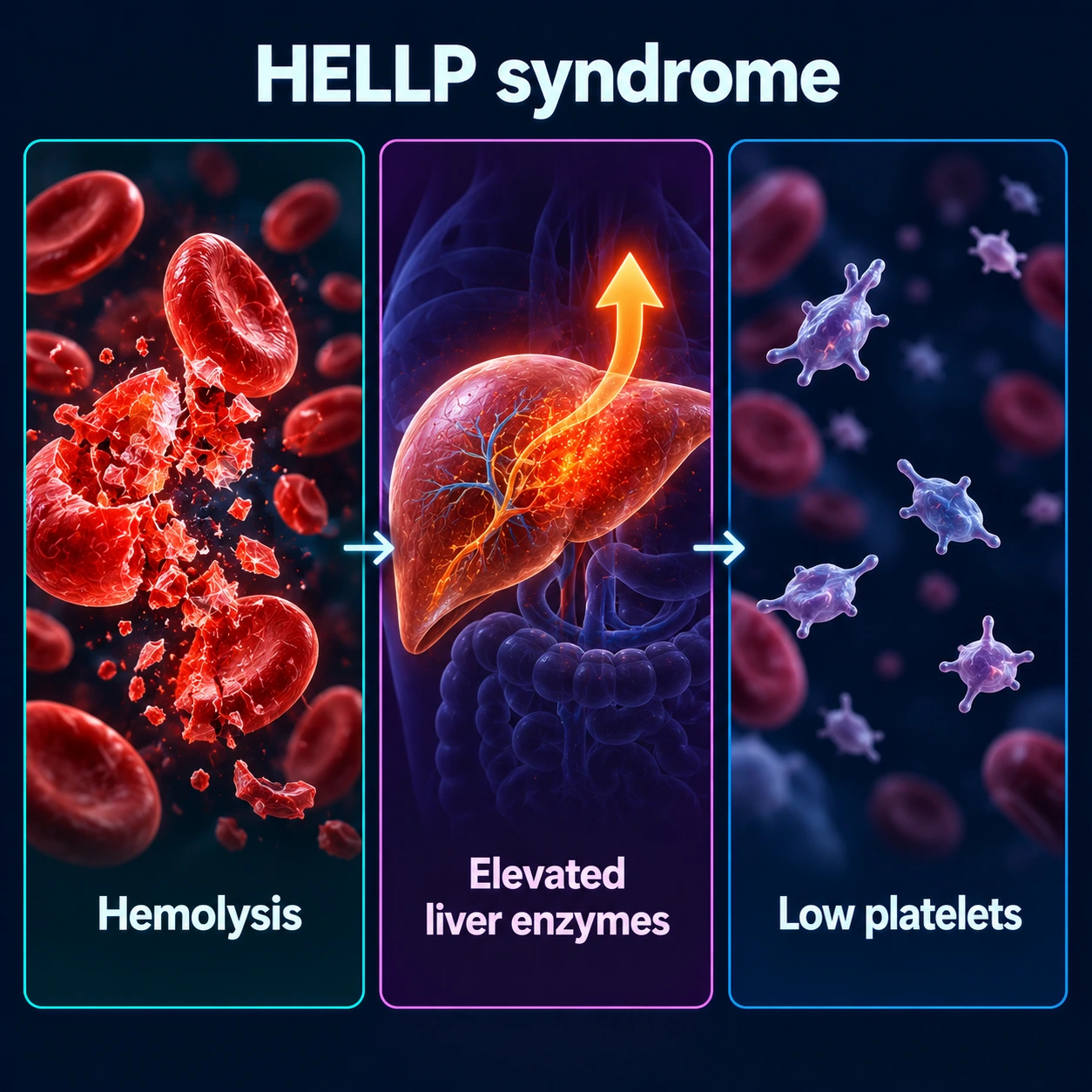 Infographic: hemolysis, elevated liver enzymes and low platelets