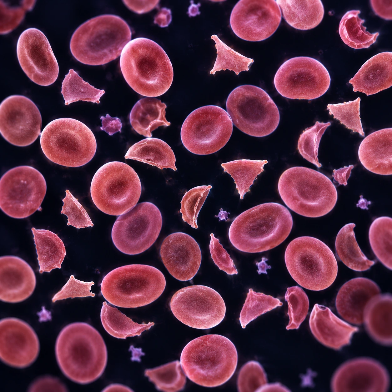 Blood smear with fragmented red blood cells
