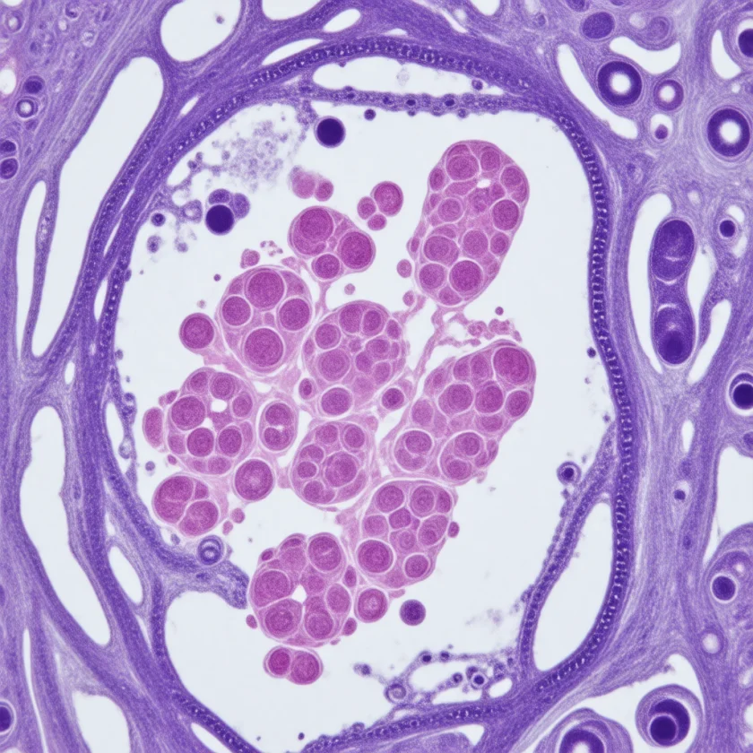 Extra cells in the glomerulus's central stalks