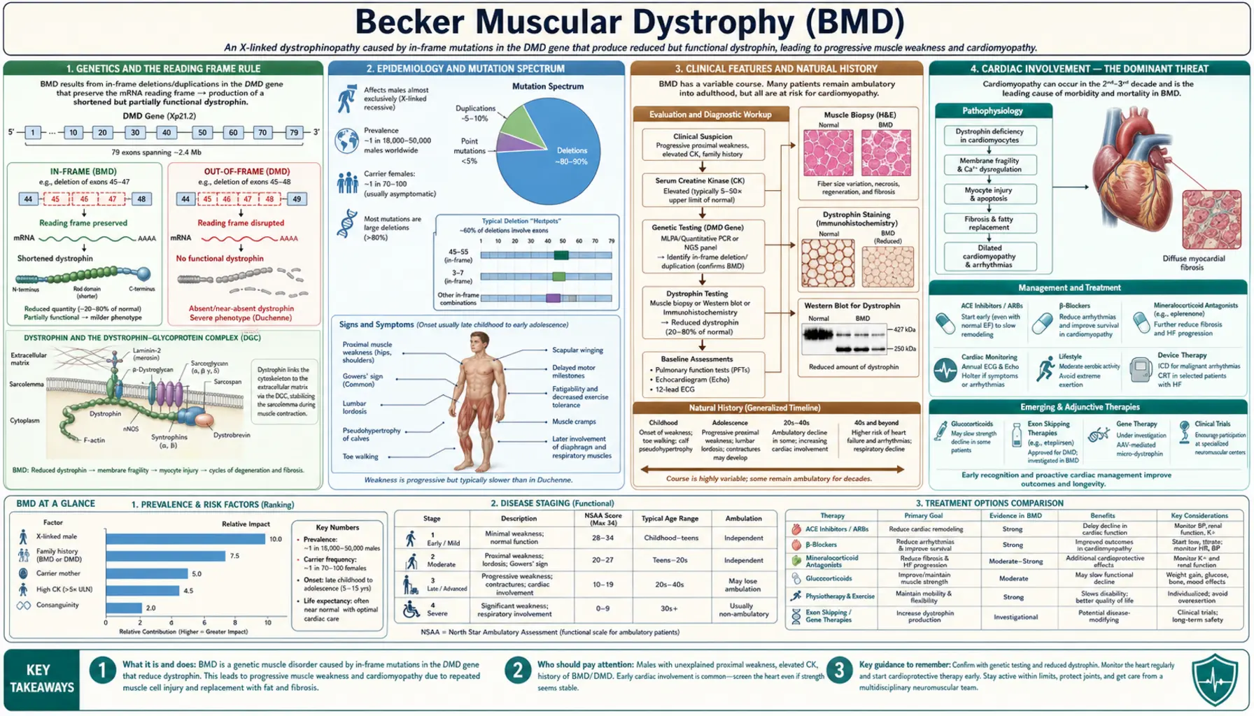Becker Muscular Dystrophy — scientific infographic poster