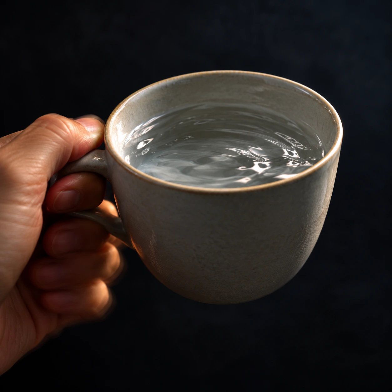 Hand holding a cup with motion blur from a tremor