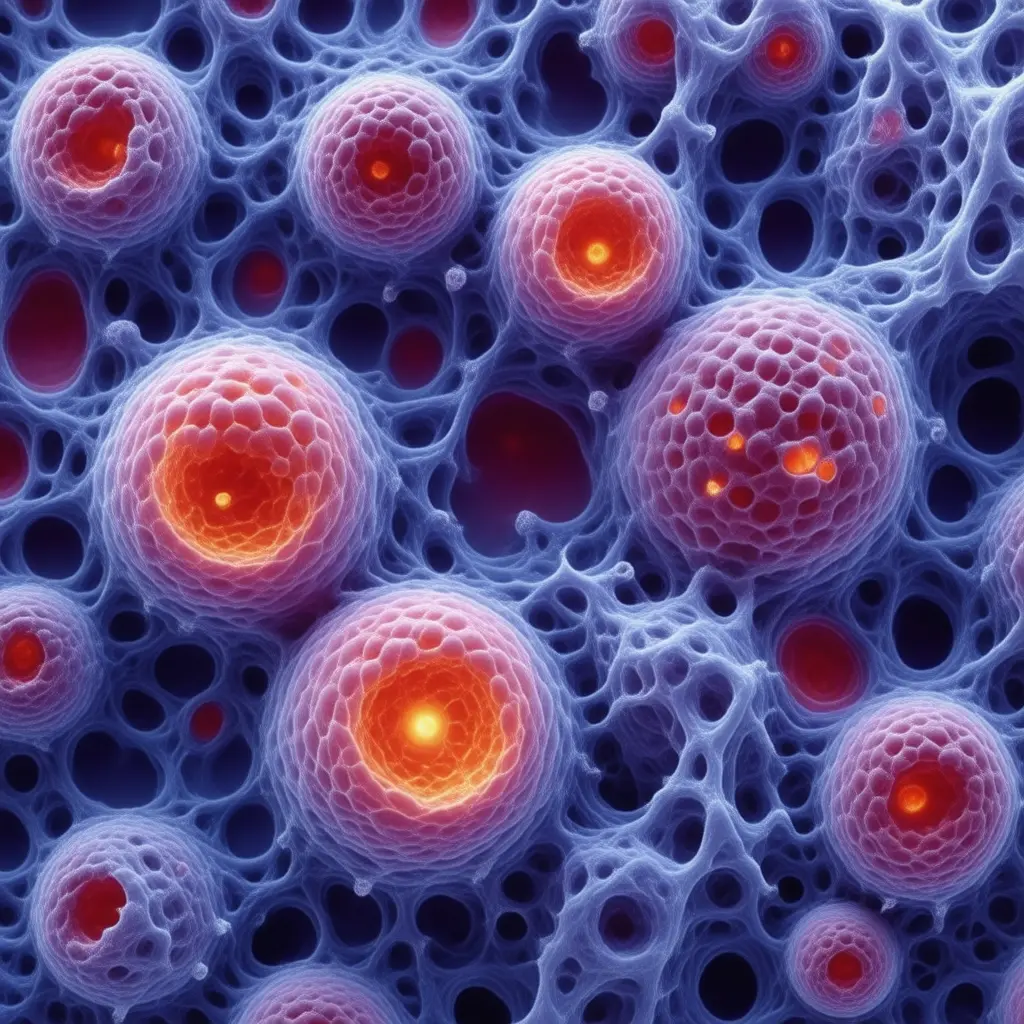 Microscopic view of MCAS cellular pathology