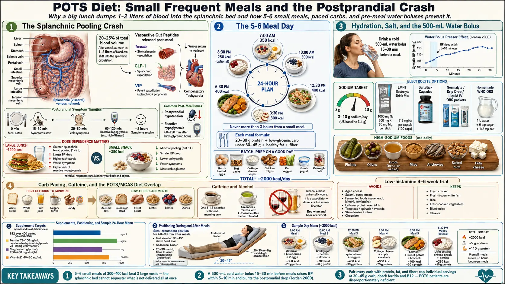 Diet Small Frequent Meals and Postprandial Crashes — scientific infographic poster